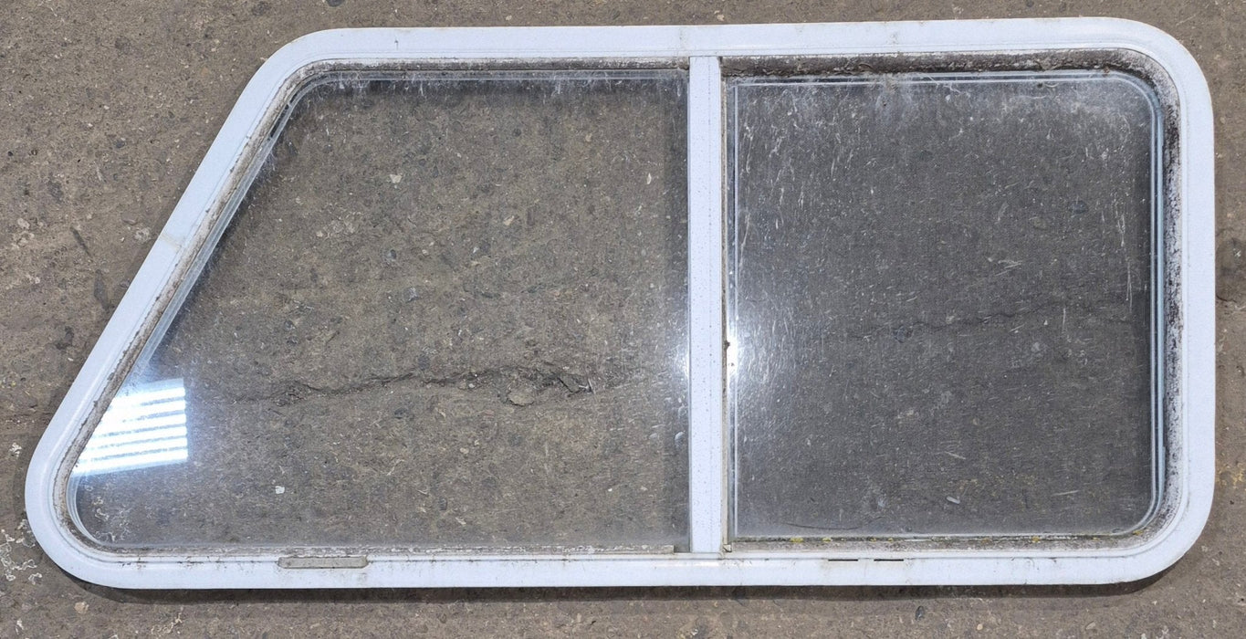 Used Slanted White Radius Opening Window : 46 3/4" W x 21 1/4" H x 1 1/4" D