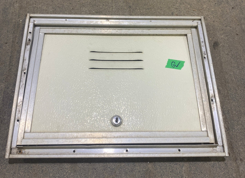 Used Square Cornered Battery / Propane Cargo Door 14 3/4" W x 10 3/4" H x 1" D