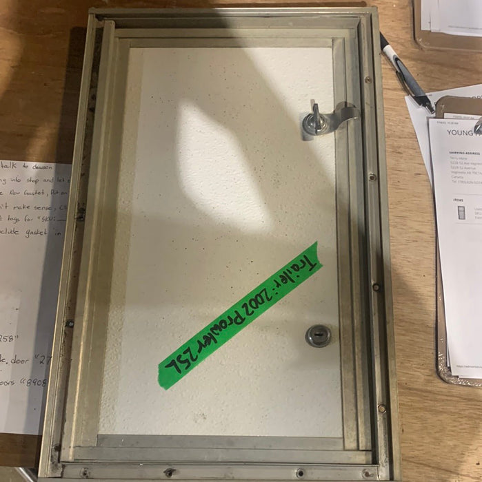 Used Square Cornered Cargo Door 17 3/4" x 10 3/4" x 7/8"D - Young Farts RV Parts