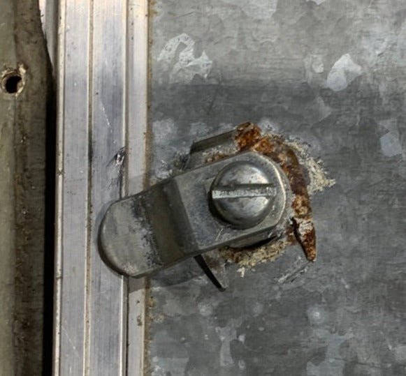 Used Square Cornered Cargo Door 17 7/8" x 7 7/8" x 5/8"D - Young Farts RV Parts