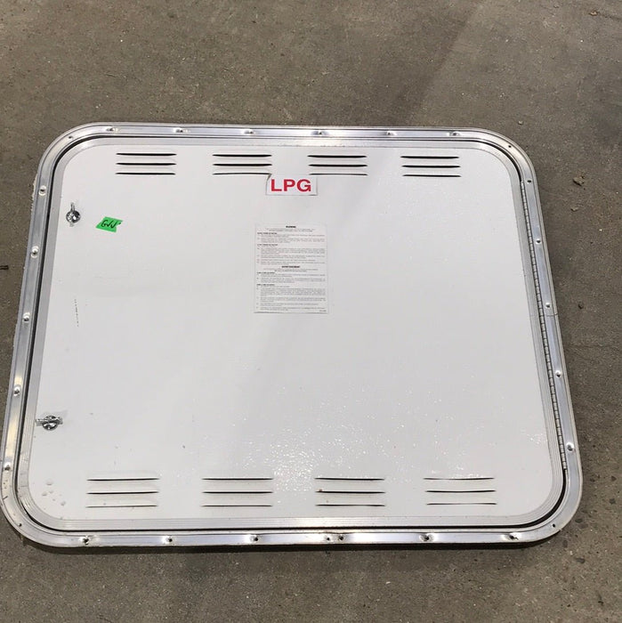 Used Square Cornered Propane cargo Door 30 1/2" W x 26 1/2" H X 3/4" D
