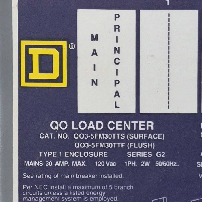 Used Square D Load Center- QO3-5FM30TTS