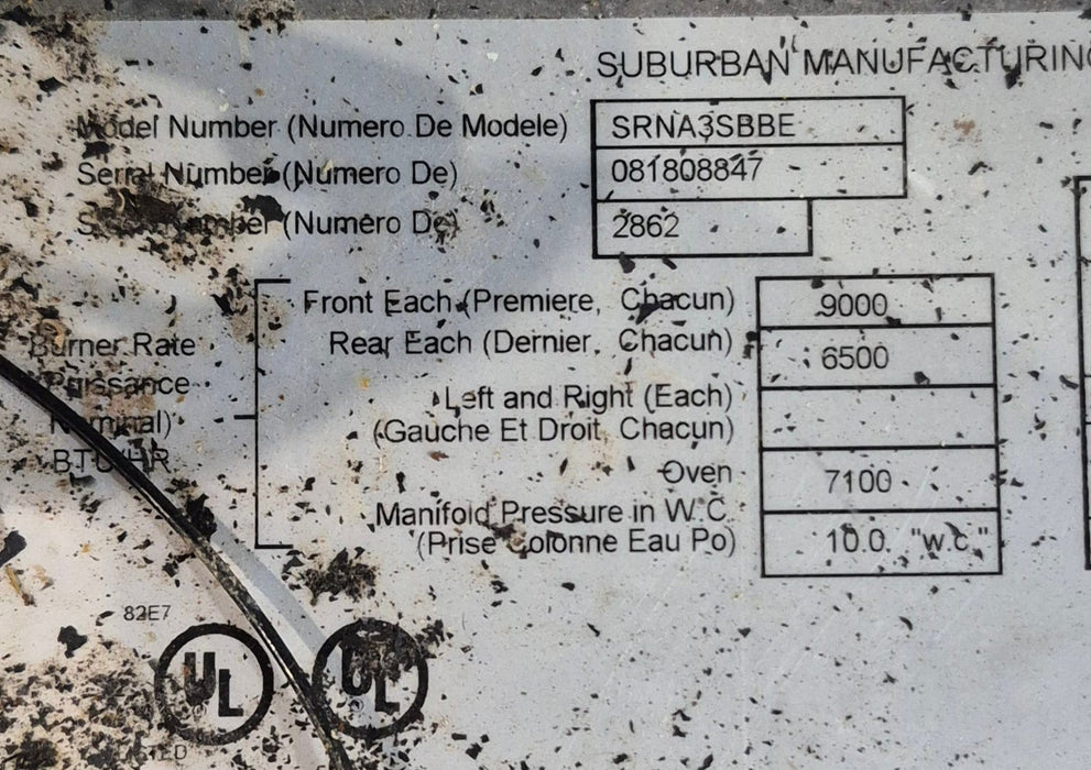 Used Suburban Range Stove 3 Burner - SRNA3SBBE