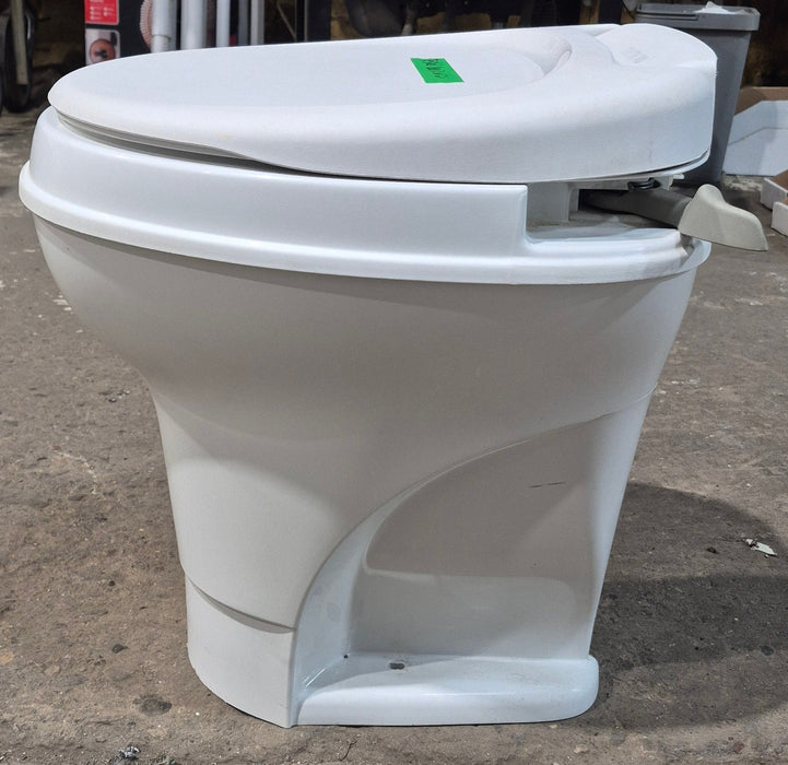 Used Thetford Toilet, Hand Flush, High Profile, White - AQUA MAGIC V , 31648