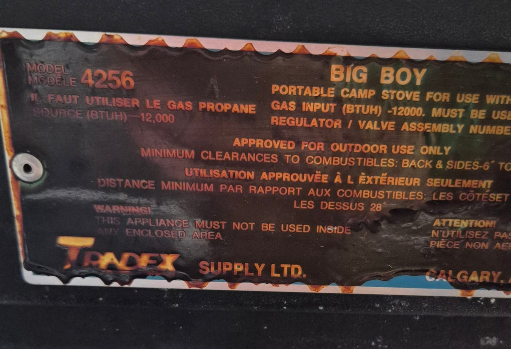 Used Tradex Big Boy RV Grill Model 4256