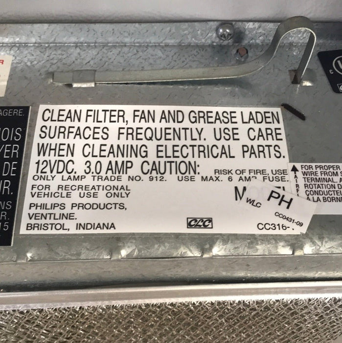 Used Ventline RV Range Hood Fan CC0431-09