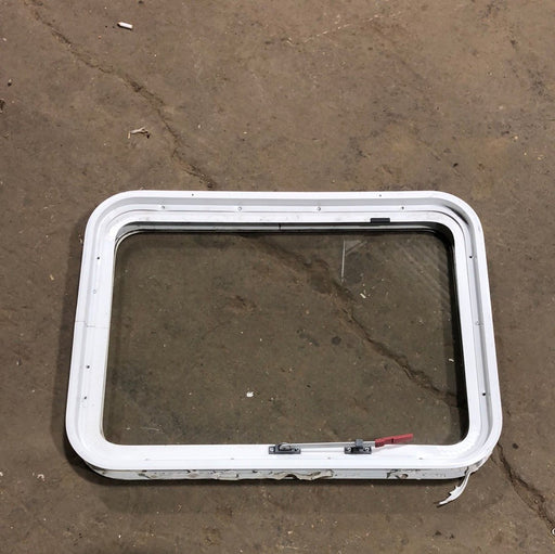 Used White Emergency Radius Opening Window : 29 X 21 X 2" D - Young Farts RV Parts