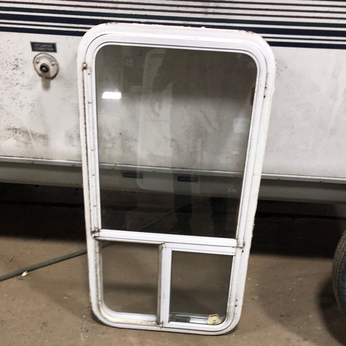 Used White Emergency Radius Opening Window : 41 1/2 X 21 1/4 X 2" D - Young Farts RV Parts