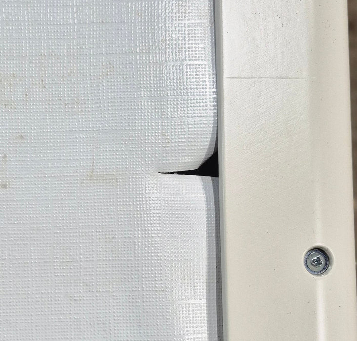 Used White Radius Emergency Opening Window : 18 7/8" W x 16 7/8" H x 1" D - Young Farts RV Parts