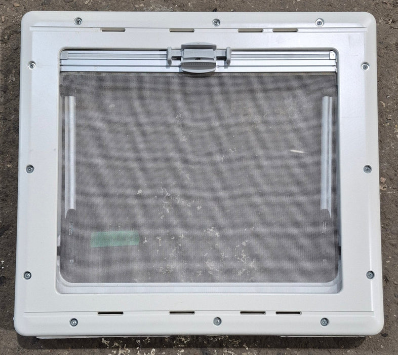 Used White Radius Emergency Opening Window : 18 7/8" W x 16 7/8" H x 1" D - Young Farts RV Parts