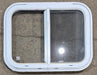 Used White Radius Emergency Opening Window : 25 1/2" W x 19 1/2" H x 1 1/4" D - Young Farts RV Parts