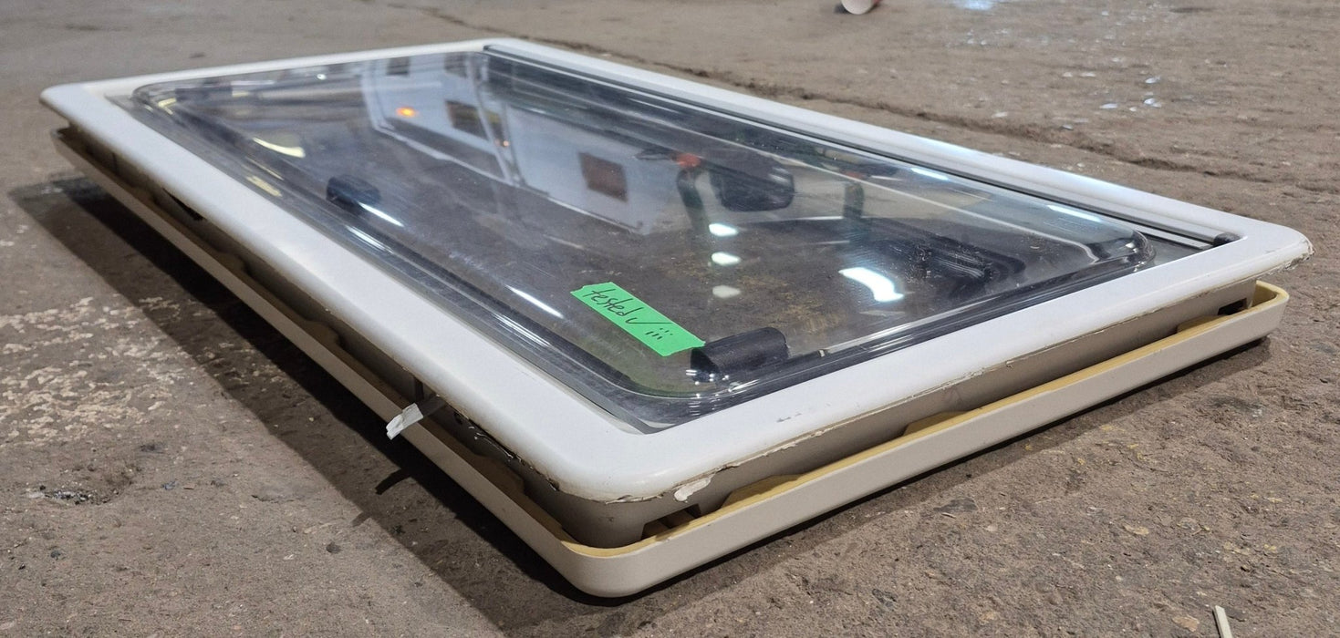Used White Radius Emergency Opening Window : 34 3/4" W x 16 7/8" H x 1 1/8" D