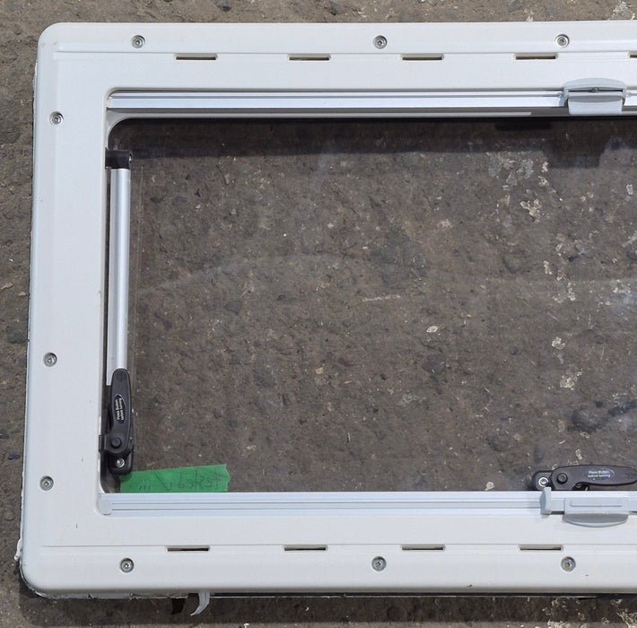 Used White Radius Emergency Opening Window : 34 3/4" W x 16 7/8" H x 1 1/8" D
