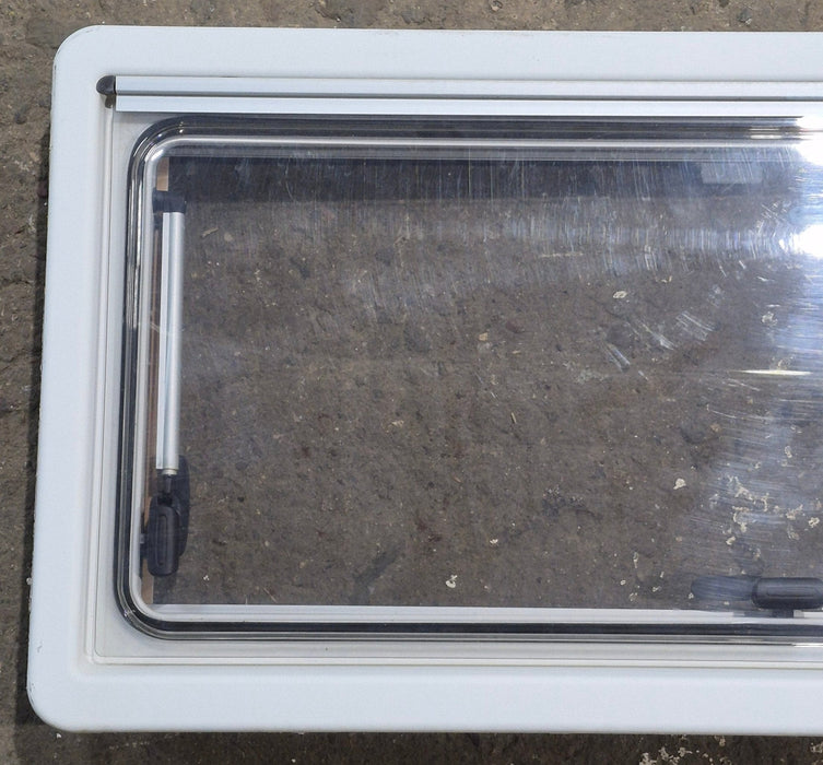Used White Radius Emergency Opening Window : 34 3/4" W x 16 7/8" H x 1 1/8" D