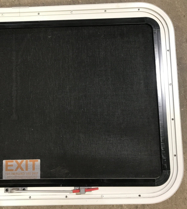 Used White Radius Emergency Opening Window : 35 1/2" W x 21 1/4" H x 1 7/8" D - Young Farts RV Parts