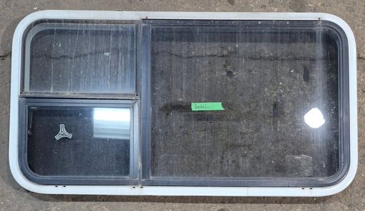 Used White Radius Emergency Opening Window : 41 1/4" W x 21 1/4" H x 1 3/4" D - Young Farts RV Parts