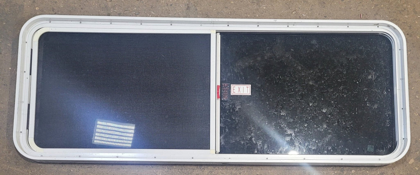 Used White Radius Emergency Opening Window : 59 1/2" W x 21 1/2" H x 2" D