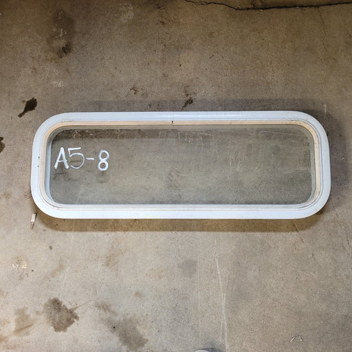Used White Radius Non-Opening Window : 11 1/4 X 34 1/4 X 2" D - Young Farts RV Parts