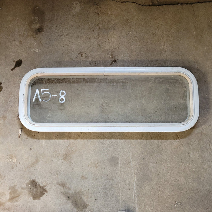 Used White Radius Non-Opening Window : 11 1/4 X 34 1/4 X 2" D - Young Farts RV Parts