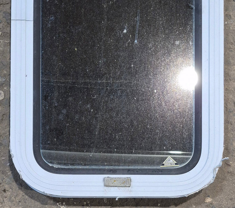Used White Radius Non Opening Window : 13 1/2" W x 23 1/2" H x 1 7/8" D