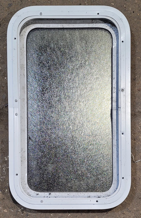Used White Radius Non Opening Window : 13 1/2" W x 23 1/2" H x 1 7/8" D