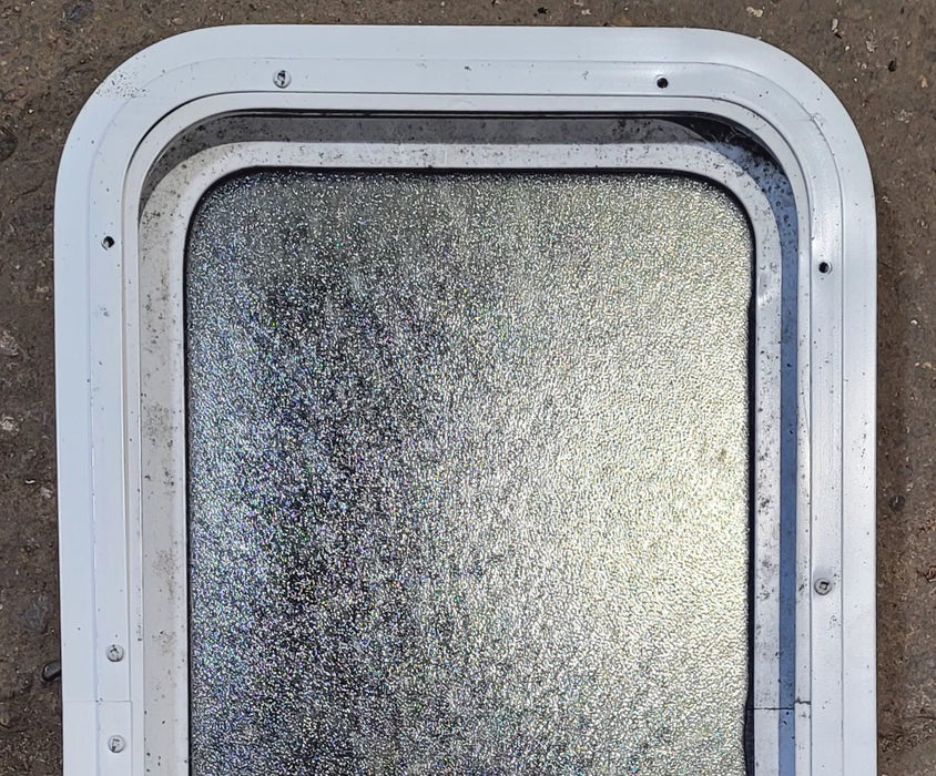 Used White Radius Non Opening Window : 13 1/2" W x 23 1/2" H x 1 7/8" D
