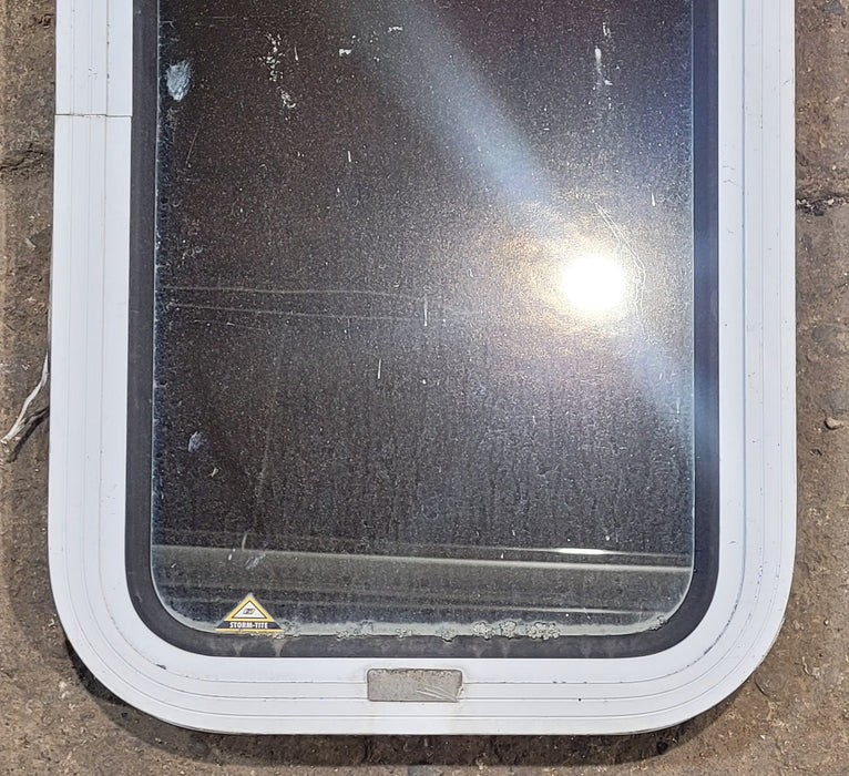 Used White Radius Non Opening Window : 13 1/2" W x 23 1/2" H x 1 7/8" D