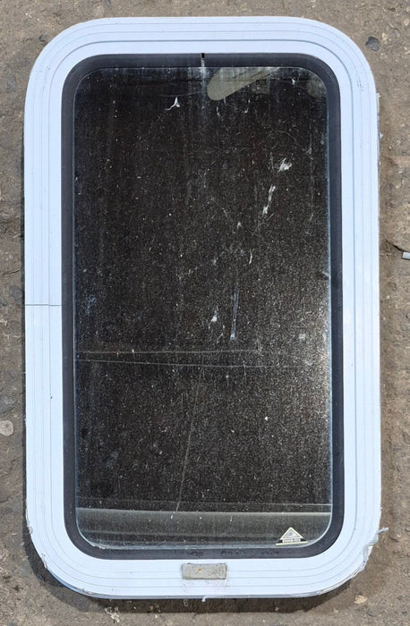 Used White Radius Non Opening Window : 13 1/2" W x 23 1/2" H x 1 7/8" D