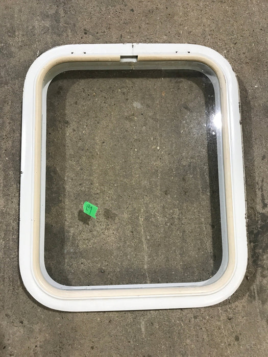 Used White Radius Non Opening Window : 17 1/2" W x 21 1/2" H x 1 1/2" D