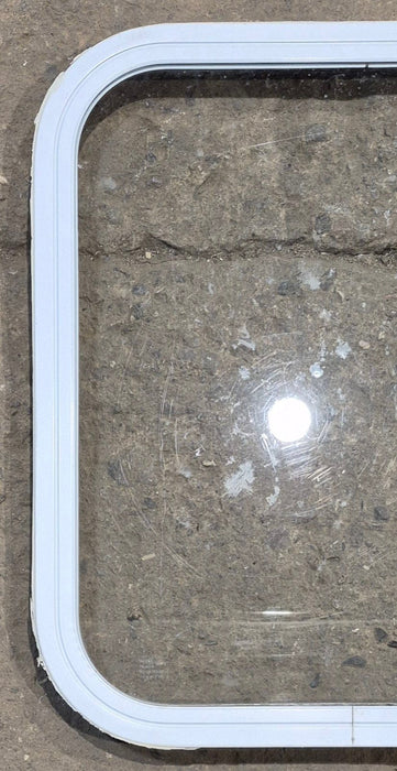 Used White Radius Non Opening Window : 19 1/2" W x 21 1/2" H x 1" D