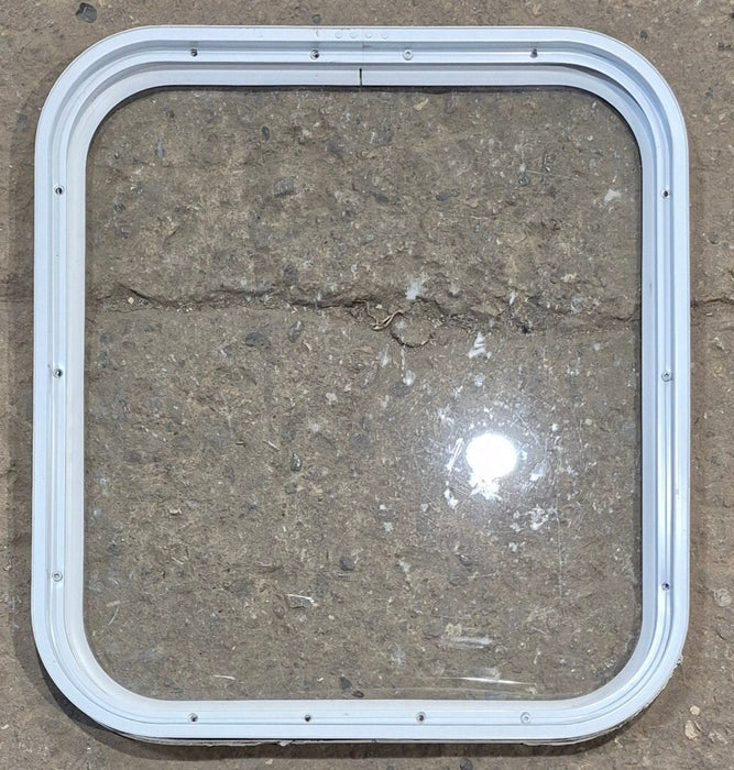 Used White Radius Non Opening Window : 19 1/2" W x 21 1/2" H x 1" D