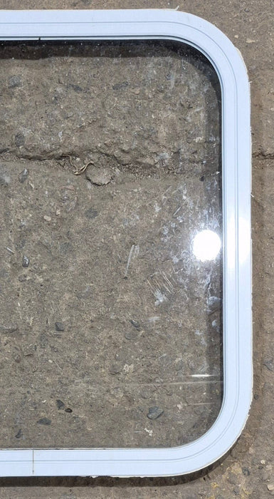 Used White Radius Non Opening Window : 19 1/2" W x 21 1/2" H x 1" D