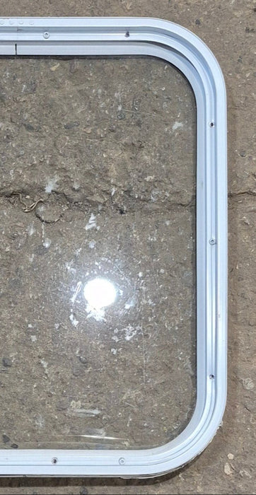 Used White Radius Non Opening Window : 19 1/2" W x 21 1/2" H x 1" D