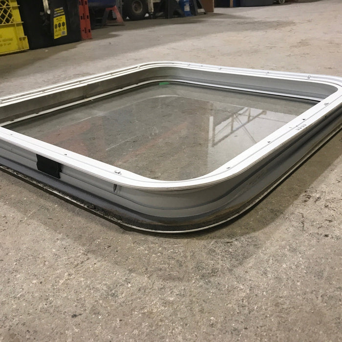 Used White Radius Non Opening Window : 23 1/2" W x 21 1/2" H x 1 7/8" D - Young Farts RV Parts