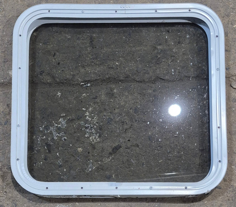 Used White Radius Non Opening Window : 23 1/2" W x 21 1/4" H x 1 7/8" D