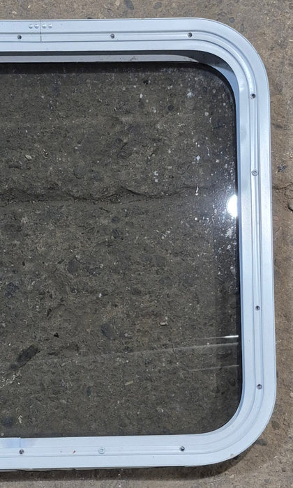 Used White Radius Non Opening Window : 23 1/2" W x 21 1/4" H x 1 7/8" D