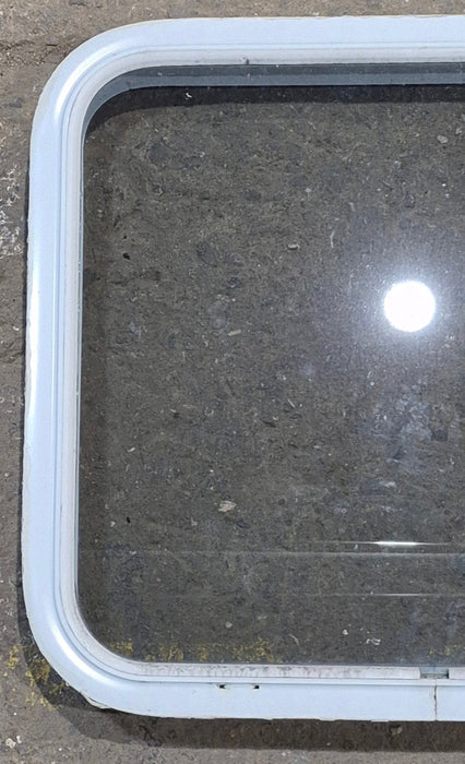 Used White Radius Non Opening Window : 23 1/2" W x 21 1/4" H x 1 7/8" D