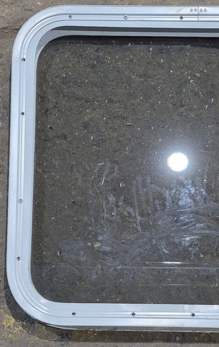 Used White Radius Non Opening Window : 23 1/2" W x 21 1/4" H x 1 7/8" D