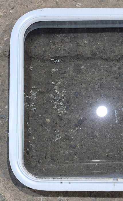 Used White Radius Non Opening Window : 23 1/2" W x 21 1/4" H x 1 7/8" D