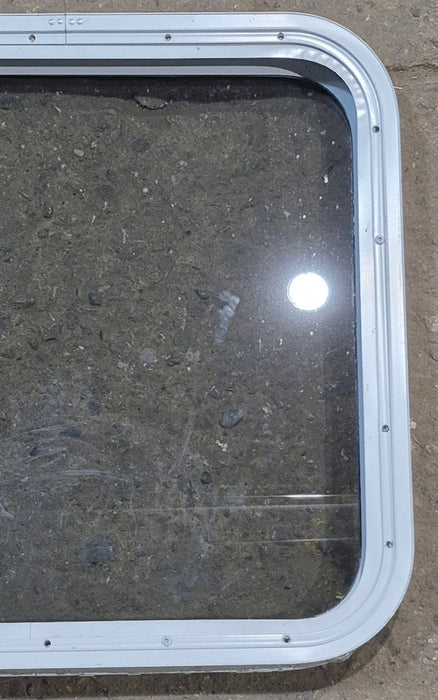 Used White Radius Non Opening Window : 23 1/2" W x 21 1/4" H x 1 7/8" D