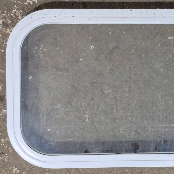 Used White Radius Non Opening Window : 23 3/4" W x 13 3/4" H x 1 7/8" D