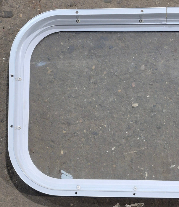 Used White Radius Non Opening Window : 23 3/4" W x 13 3/4" H x 1 7/8" D