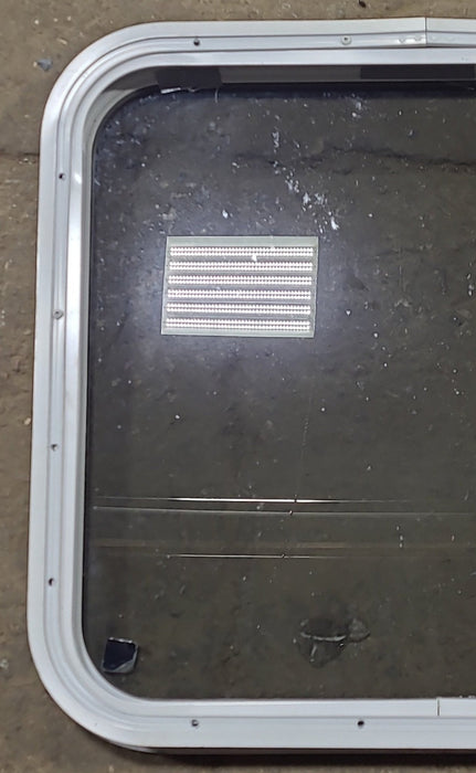 Used White Radius Non Opening Window : 23 3/8" W x 21 1/2" H x 1 7/8" D