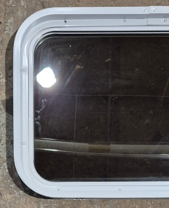 Used White Radius Non Opening Window : 24 1/4" W x 16 3/4" H x 1 7/8" D