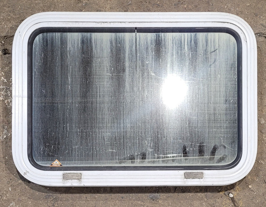Used White Radius Non Opening Window : 24" W x 16 1/2" H x 1 7/8" D