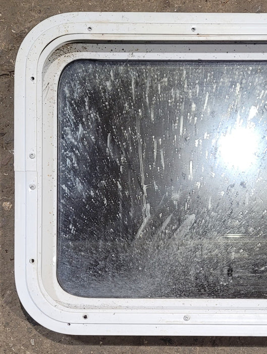 Used White Radius Non Opening Window : 24" W x 16 1/2" H x 1 7/8" D