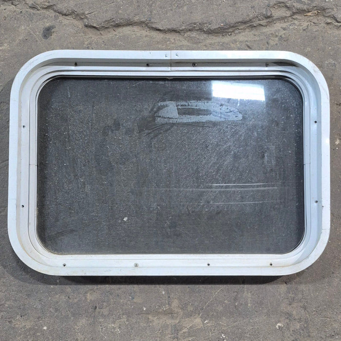 Used White Radius Non Opening Window - 24.25" X 16.75" X 1.875"