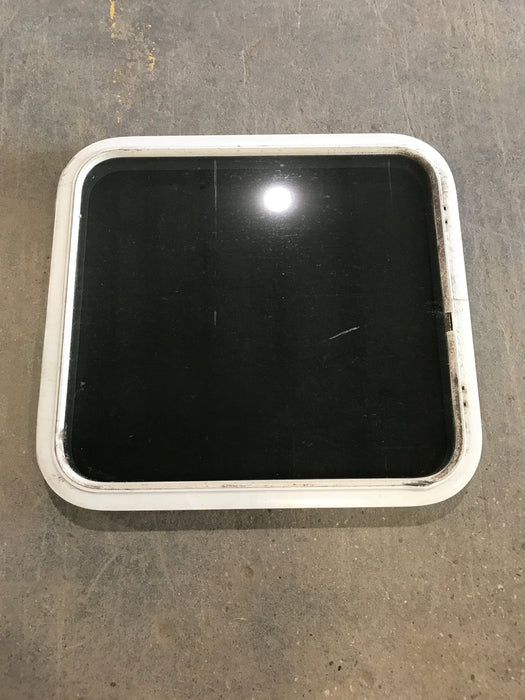 Used White Radius Non Opening Window : 25 1/2" W x 23 1/2" H x 1 3/4" D