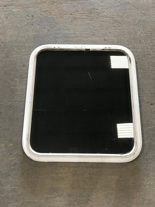 Used White Radius Non Opening Window : 25 1/2" W x 23 1/2" H x 1 3/4" D