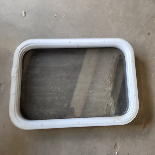 Used White Radius Non-Opening Window : 26 1/2 X 19 X 2" D - Young Farts RV Parts
